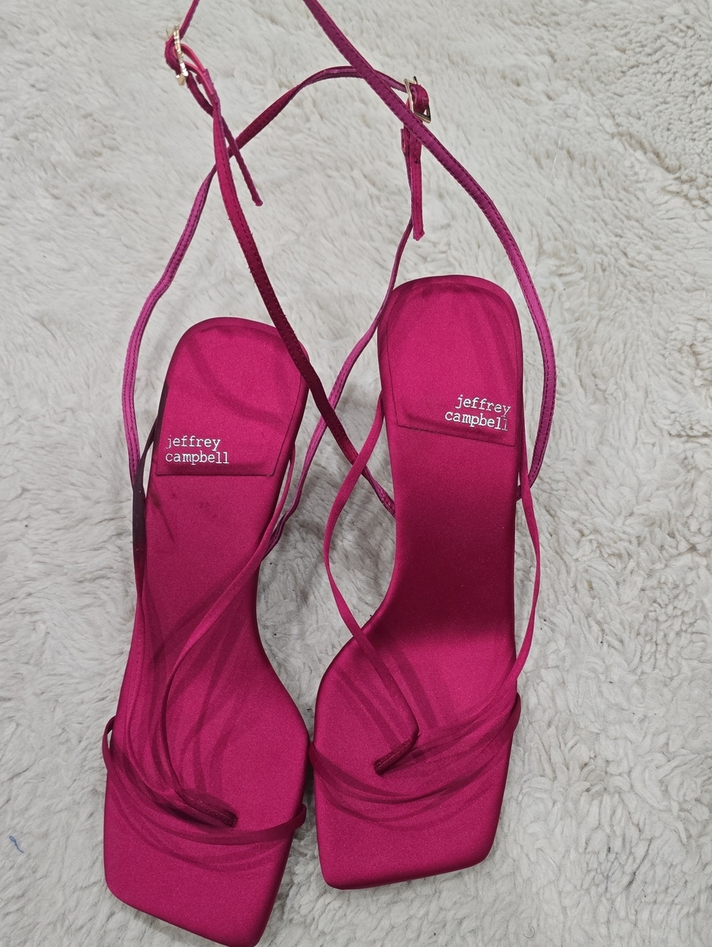 Jeffrey Campbell Magenta Satin Strappy Heels